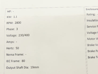Efelttroforoni T80B2 B3 AC Motor 1.1kW 2800rpm 230/400V 3PH IEC 80 Frame