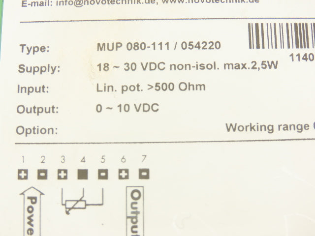 Novotechnik MUP 080-111/054220 Signal Conditioner Converter 18-30VDC