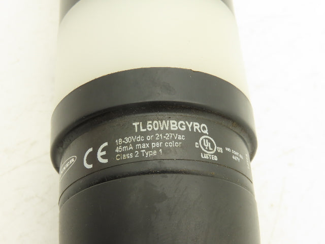Banner TL50WBGYRQ LED Signal Light Tower 2"/50mm 5-Color 15" Pipe Adapter