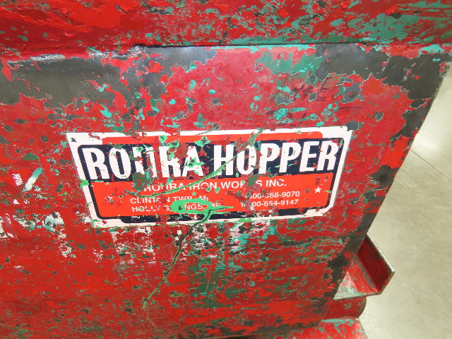 Roura Self Dumping Hopper 1/3 Yard Forklift Steel Dumpster 40x48x31" Casters