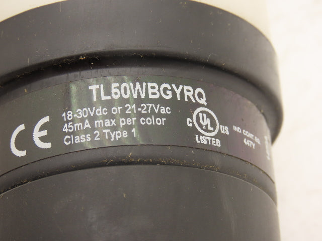 Banner TL50WBGYRQ LED Signal Light Tower 2"/50mm 5-Color 15" Pipe Adapter