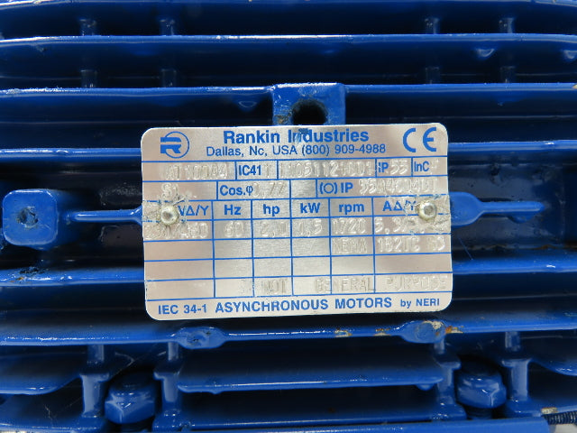 Rankin AT100A4 Asynchronous AC Motor 2Hp 1720 RPM 230/460V 3PH 7/8" Shaft
