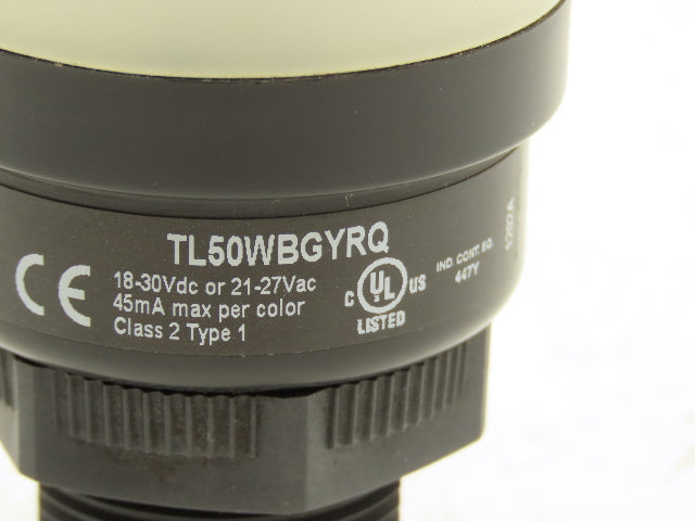 Banner TL50WBGYRQ LED Tower Light 5-Color White Blue Green Yellow Red 18-30VDC
