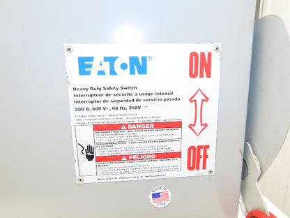 Eaton DH364NRK Fusible Disconnect Safety Switch 200A 600V 3Ph 3R Rainproof