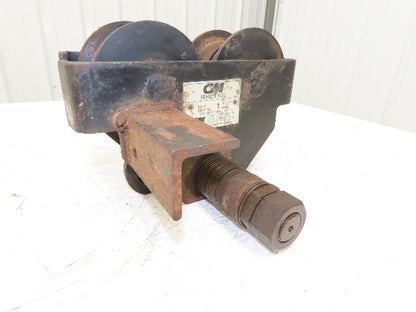 CM 633 Series 1 Ton Plain Type Manual Push Trolley 3"-8" Beam Flange 2000Lb