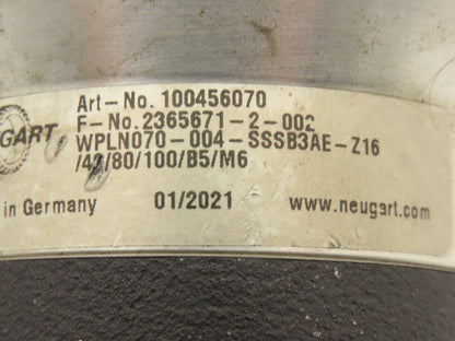 Neugart WPLN070-004-SSSB3AE-Z16/40/80/100/B5/M6 Right Angle Gearbox 4:1 Reducer