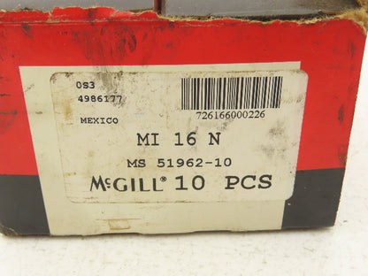 McGill MI 16 N Inner Race Only for Needle Bearing 1" Bore x 1-1/8 OD Lot of 10