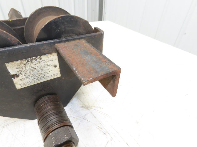 CM 633 Series 1 Ton Plain Type Manual Push Trolley 3"-8" Beam Flange 2000Lb