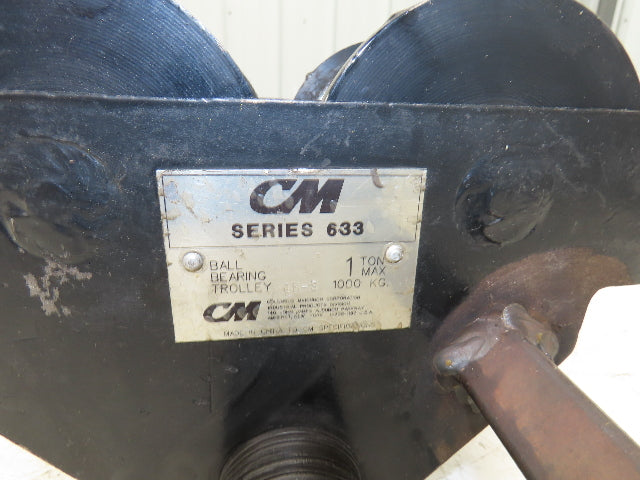 CM 633 Series 1 Ton Plain Type Manual Push Trolley 3"-8" Beam Flange 2000Lb