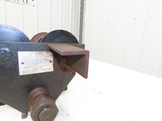 CM 633 Series 1 Ton Plain Manual Push Trolley 3"-8" Beam 2000Lb w/Hanger Plates