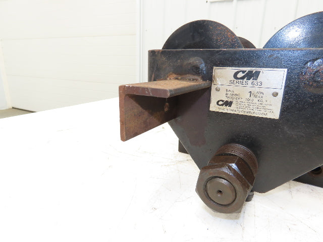 CM 633 Series 1 Ton Plain Manual Push Trolley 3"-8" Beam 2000Lb w/Hanger Plates