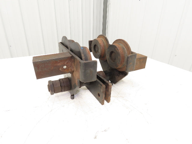 CM 633 Series 1 Ton Plain Manual Push Trolley 3"-8" Beam 2000Lb w/Hanger Plates