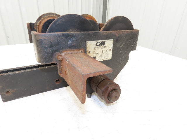 CM 633 Series 1 Ton Plain Manual Push Trolley 3"-8" Beam 2000Lb w/Hanger Plates