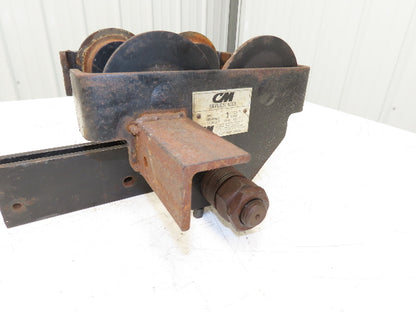 CM 633 Series 1 Ton Plain Manual Push Trolley 3"-8" Beam 2000Lb w/Hanger Plates