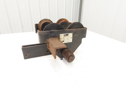 CM 633 Series 1 Ton Plain Manual Push Trolley 3"-8" Beam 2000Lb w/Hanger Plates