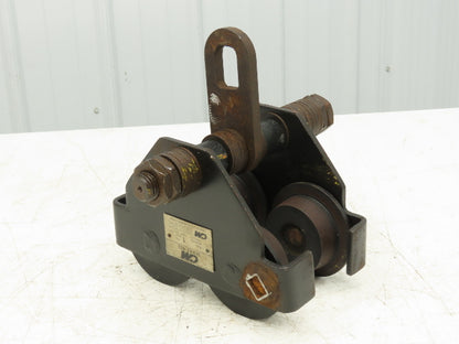 CM 633 Series 1 Ton Plain Type Manual Push Trolley 3"-8" Beam Flange 2000Lb