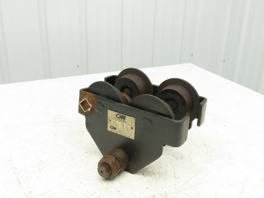 CM 633 Series 1 Ton Plain Type Manual Push Trolley 3"-8" Beam Flange 2000Lb