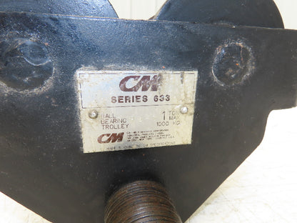 CM 633 Series 1 Ton Plain Manual Push Trolley 3"-8" Beam 2000Lb -No Hanger Plate