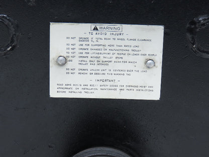 CM Series 633  2-Ton Plain Type Manual Push Trolley 3-5/8"- 8" Beam 4000Lb
