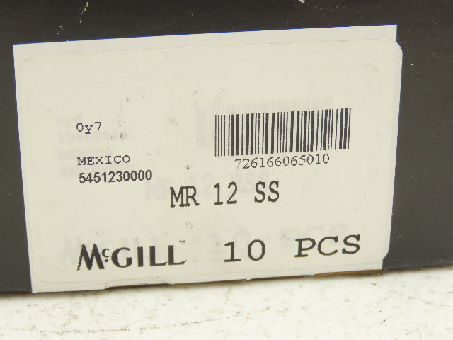 McGill MR 12 SS Needle Bearing .7500" Bore x 1.250" OD x 1.00" Width Lot of 10
