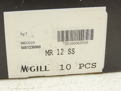 McGill MR 12 SS Needle Bearing .7500" Bore x 1.250" OD x 1.00" Width Lot of 10