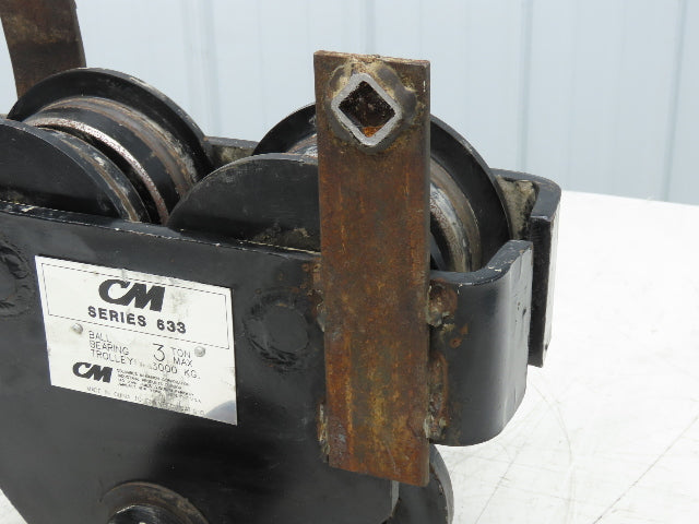 CM Series 633  3-Ton Plain Type Manual Push Trolley 4"-8" Beam 6000Lb