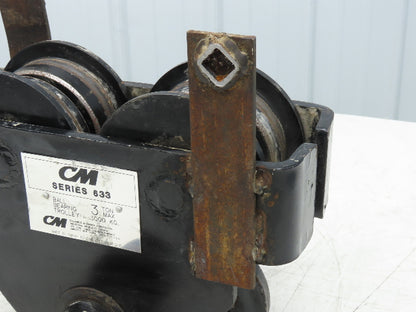 CM Series 633  3-Ton Plain Type Manual Push Trolley 4"-8" Beam 6000Lb
