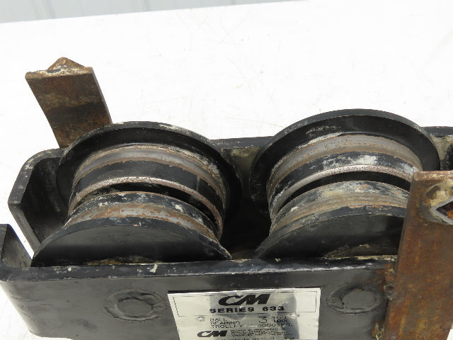 CM Series 633  3-Ton Plain Type Manual Push Trolley 4"-8" Beam 6000Lb