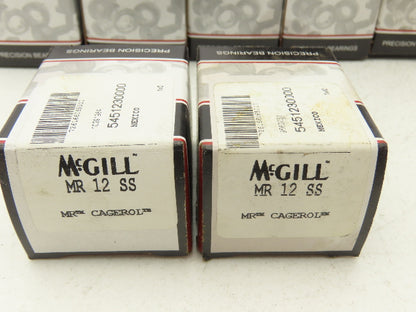 McGill MR 12 SS Needle Bearing .7500" Bore x 1.250" OD x 1.00" Width Lot of 10