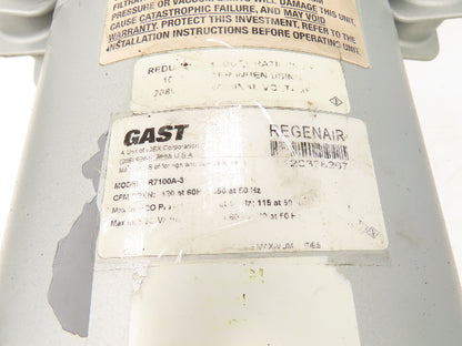 Gast R7100A-3 Regenair Regenerative Vacuum Blower 420cfm 10Hp 230/460V 3PH