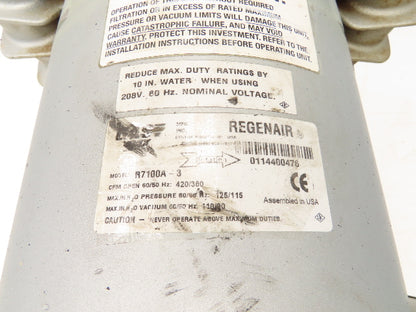 Gast R7100A-3 Regenair Regenerative Vacuum Blower 420cfm 10Hp 230/460V *READ*