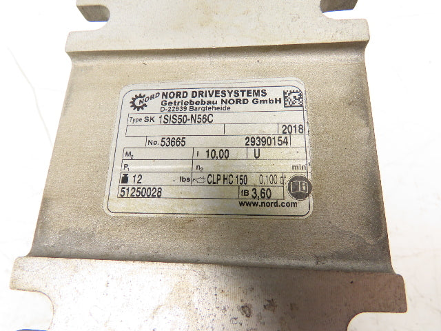 Nord SK80L/4 CUS 56CBRE20FHLRGIR Gearmotor 1Hp 230/460V 10:1 Ratio 1SIS50-N56C