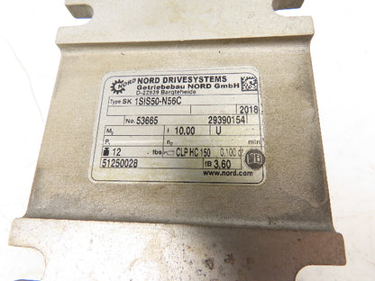 Nord SK80L/4 CUS 56CBRE20FHLRGIR Gearmotor 1Hp 230/460V 10:1 Ratio 1SIS50-N56C