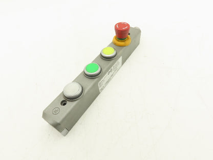Fortress Interlocks Pushbutton Station Illuminated White Green Yellow E-Stop