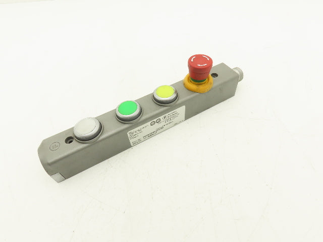 Fortress Interlocks Pushbutton Station Illuminated White Green Yellow E-Stop