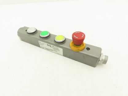 Fortress Interlocks Pushbutton Station Illuminated White Green Yellow E-Stop