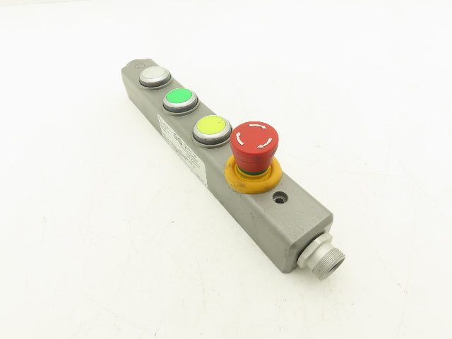 Fortress Interlocks Pushbutton Station Illuminated White Green Yellow E-Stop