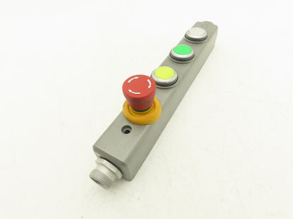 Fortress Interlocks Pushbutton Station Illuminated White Green Yellow E-Stop