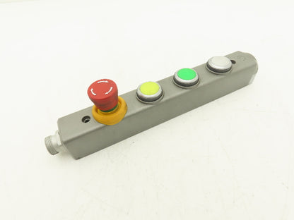 Fortress Interlocks Pushbutton Station Illuminated White Green Yellow E-Stop