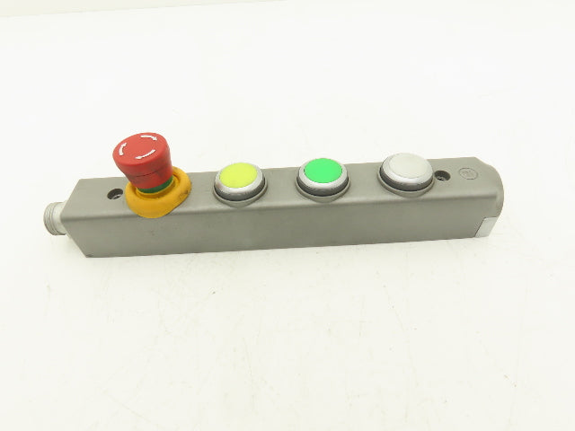 Fortress Interlocks Pushbutton Station Illuminated White Green Yellow E-Stop