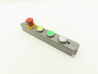 Fortress Interlocks Pushbutton Station Illuminated White Green Yellow E-Stop