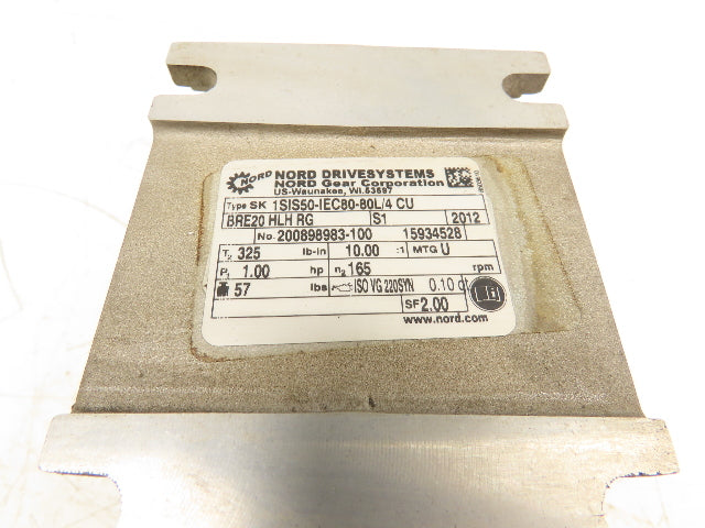 Nord SK80L/4CUSBRE20HLHRG Gearmotor 1Hp 230/460V 10:1 Ratio 1SIS50-IEC80-80L/4CU