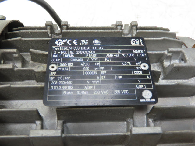 Nord SK80L/4CUSBRE20HLHRG Gearmotor 1Hp 230/460V 10:1 Ratio 1SIS50-IEC80-80L/4CU