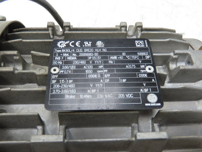 Nord SK80L/4CUSBRE20HLHRG Gearmotor 1Hp 230/460V 10:1 Ratio 1SIS50-IEC80-80L/4CU