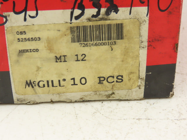 McGill MI 12 Inner Race/ Needle Roller Bearing .750" Bore x .9993" OD Lot of 10