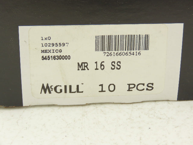 McGill MR 16 SS Needle Bearing 1" Bore x 1.50" OD x 1.0" Width Sealed Lot of 10