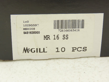 McGill MR 16 SS Needle Bearing 1" Bore x 1.50" OD x 1.0" Width Sealed Lot of 10