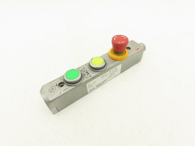 Fortress Interlocks 3-Pushbutton Station Illuminated Green Yellow E-Stop 24V