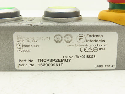 Fortress Interlocks 3-Pushbutton Station Illuminated Green Yellow E-Stop 24V