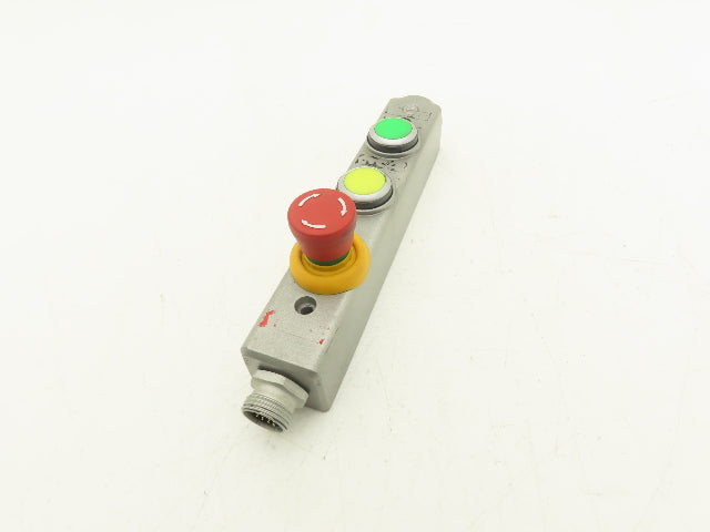 Fortress Interlocks 3-Pushbutton Station Illuminated Green Yellow E-Stop 24V